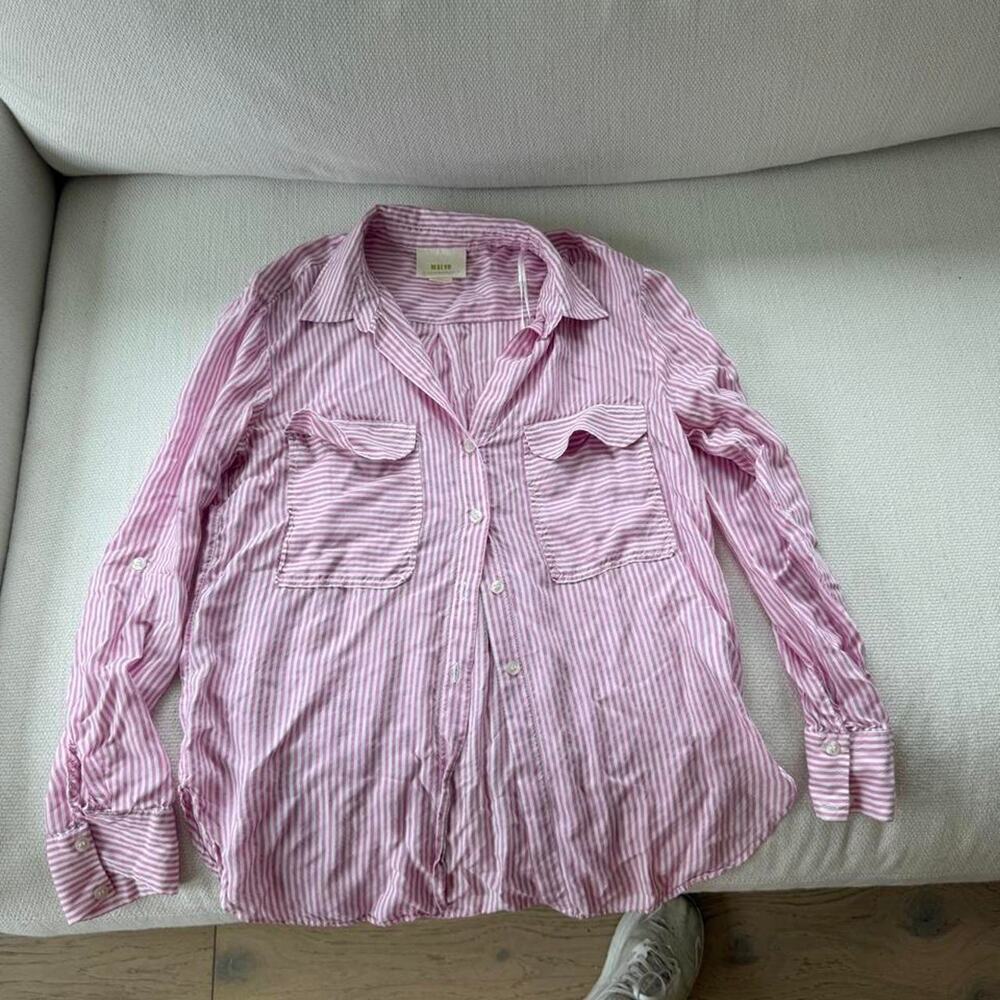 Maeve by anthropologie pink striped button don